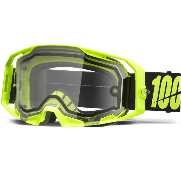 100% Armatic Enduro Goggles Neon Yellow - Clear Lens