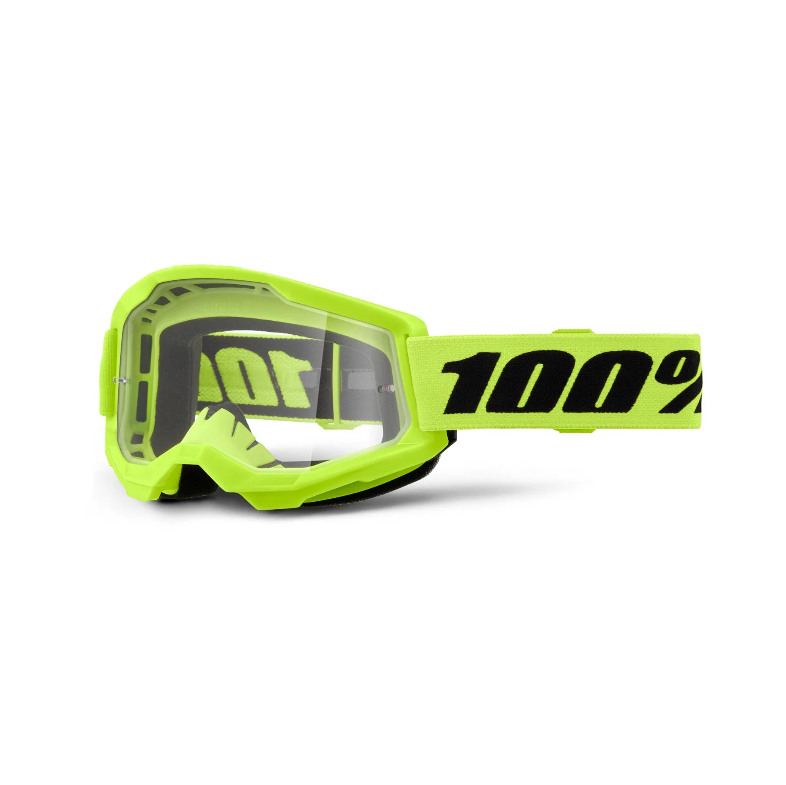 100% Strata 2 Goggle Neon Yellow - Clear Lens