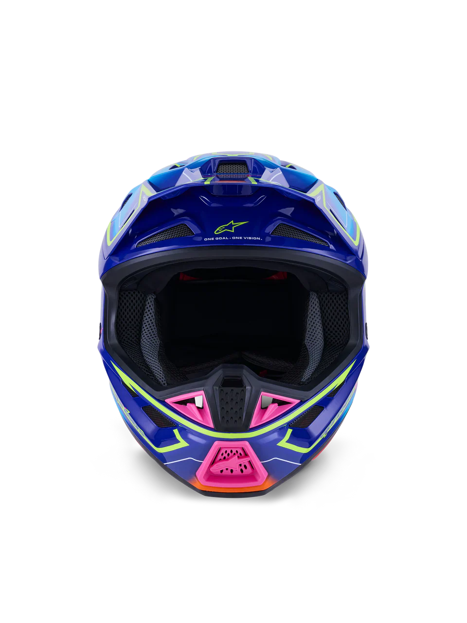 Alpinestars Helmet Supertech S-M7 Cast Helmet - Blue Pink Yellow Fluo Gloss - Image 4