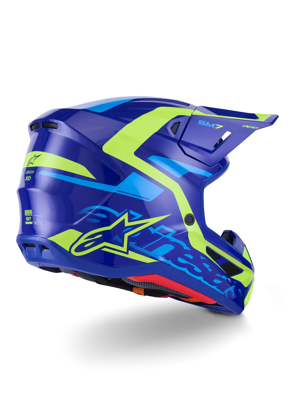 Alpinestars Helmet Supertech S-M7 Deed Helmet - Blue Yellow Fluo Gloss - Image 3