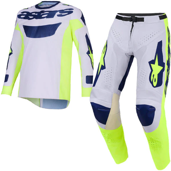 2026 Alpinestars Racer Air Riway Kit Combo - Light Gray Yellow Fluo Blue