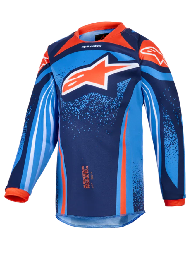 2026 Alpinestars Racer Nomur Kids Motocross Jersey - Dark Navy Orange Ucla Blue