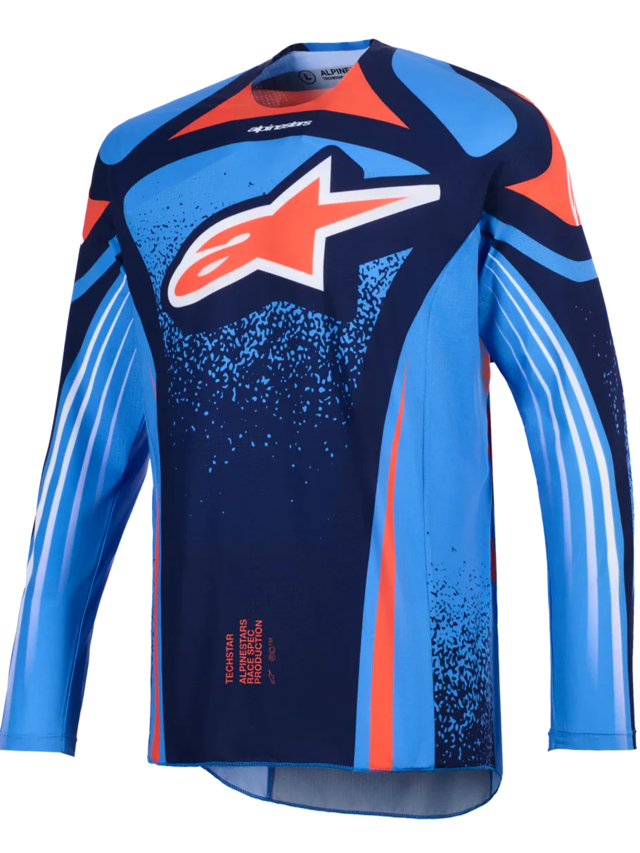 2026 Alpinestars Techstar Nomur Motocross Jersey - Dark Navy Orange Blue