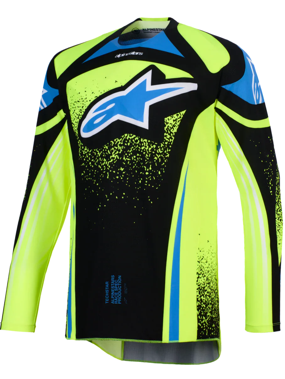 2026 Alpinestars Techstar Nomur Motocross Jersey - Dk Navy Yllw Fl Ucla Blue