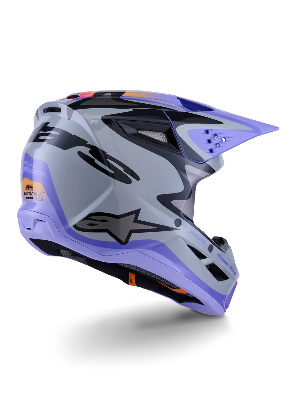 Alpinestars Youth Helmet SM3 Jettson Gray Purple Black Gloss - Image 3