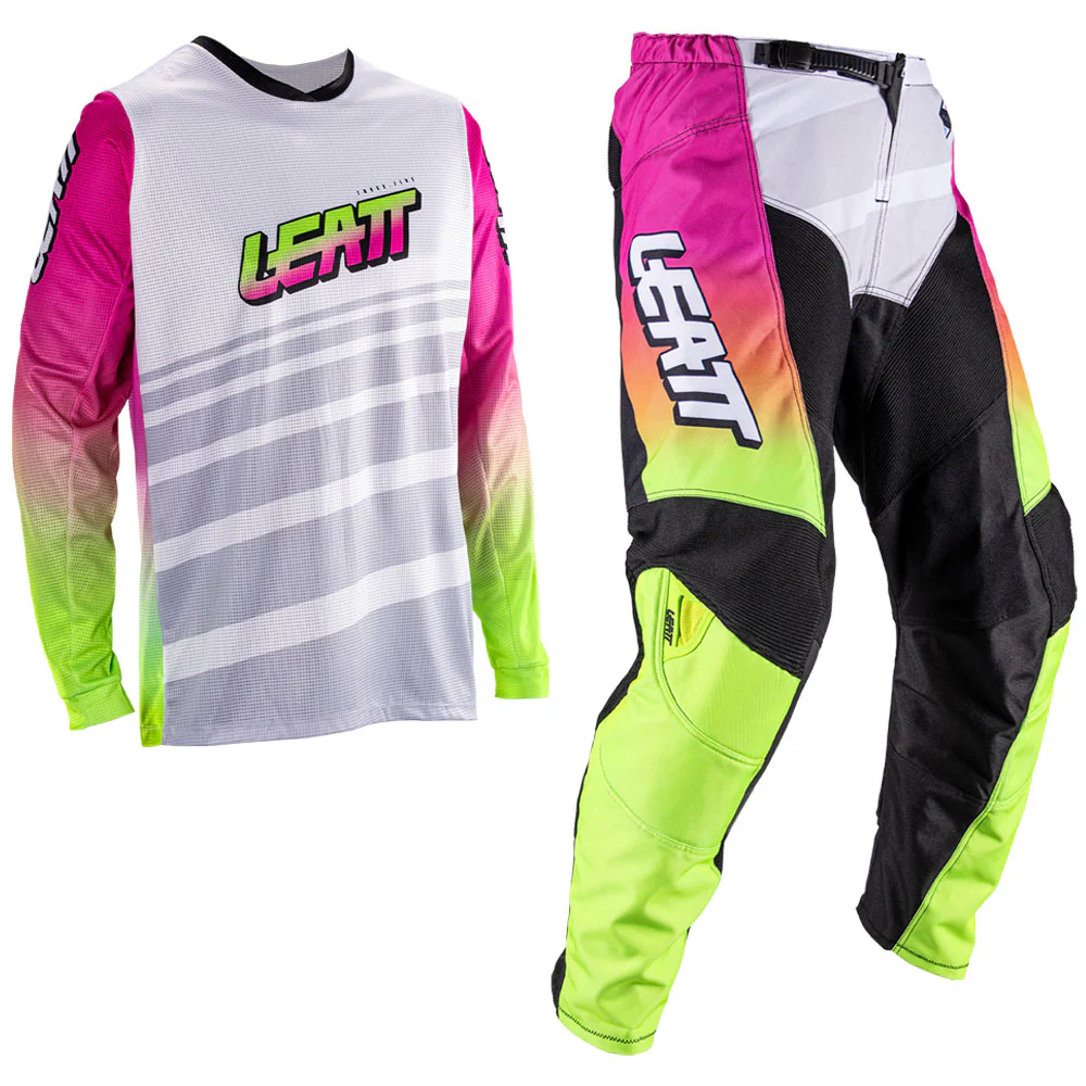 2026 Leatt 3.5 Kids Mini Pant and Jersey Kit Combo Retro Pink