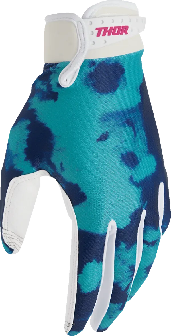 2026 Thor Glove Youth Launchmode Bleach White Aqua - Image 4