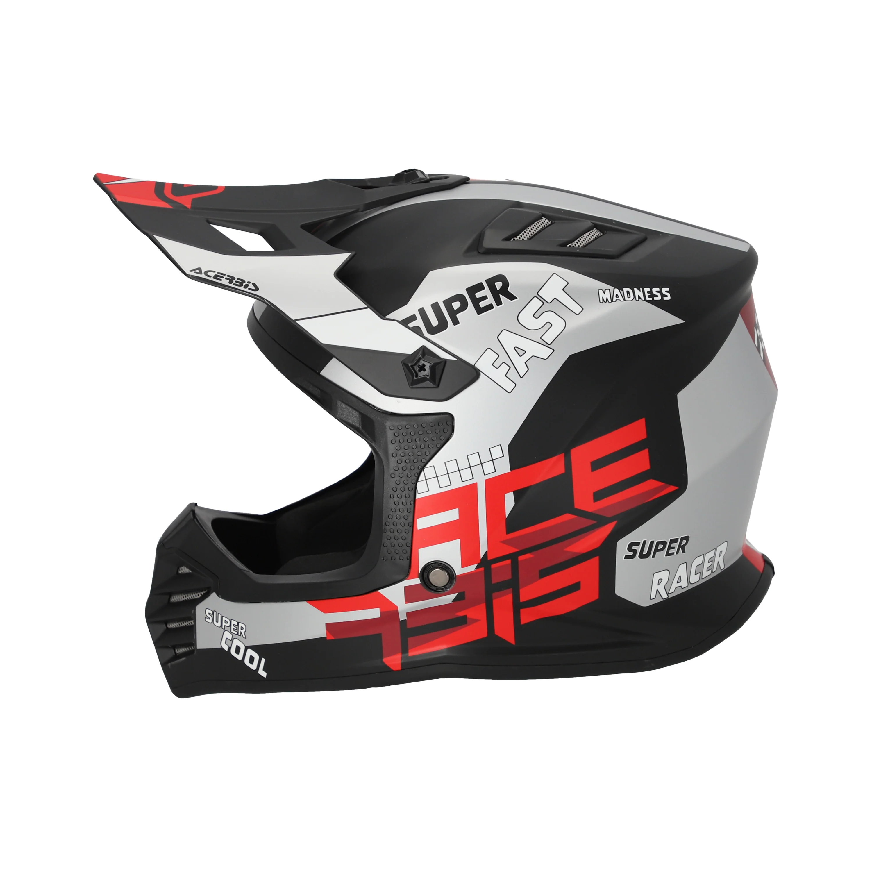 Acerbis Profile Kids Motocross Helmet - Black Red - Image 3