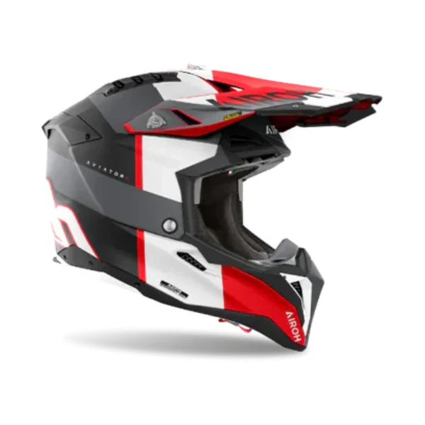 Airoh Aviator 3 Monarch Grey Red Matt MX Helmet - Image 3