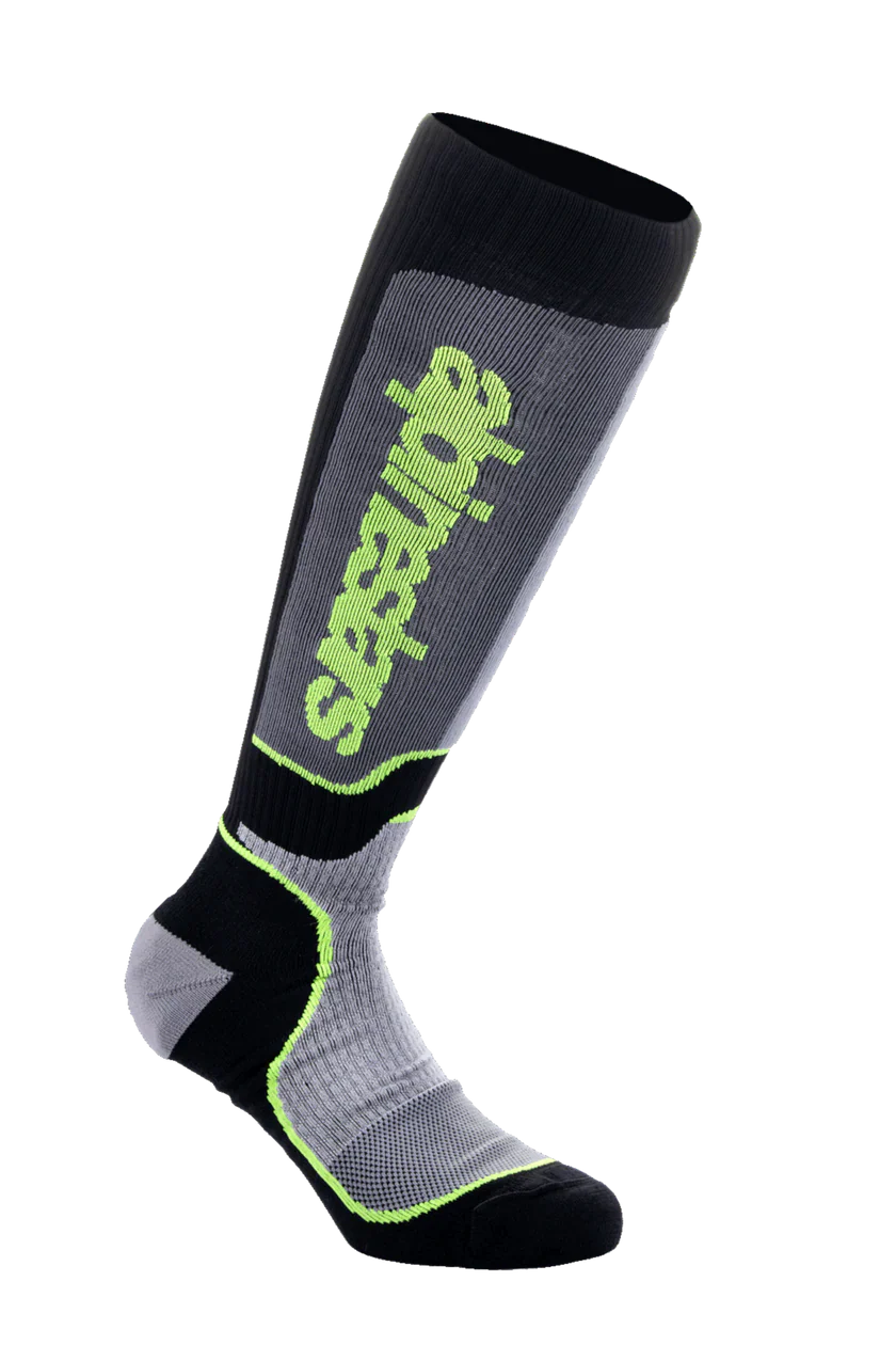 Alpinestars MX Plus Socks - Black Gray Yellow Fluo
