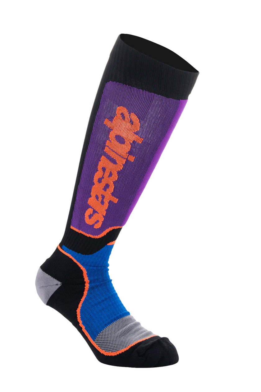 Alpinestars MX Plus Socks - Black Royal Blue Purple