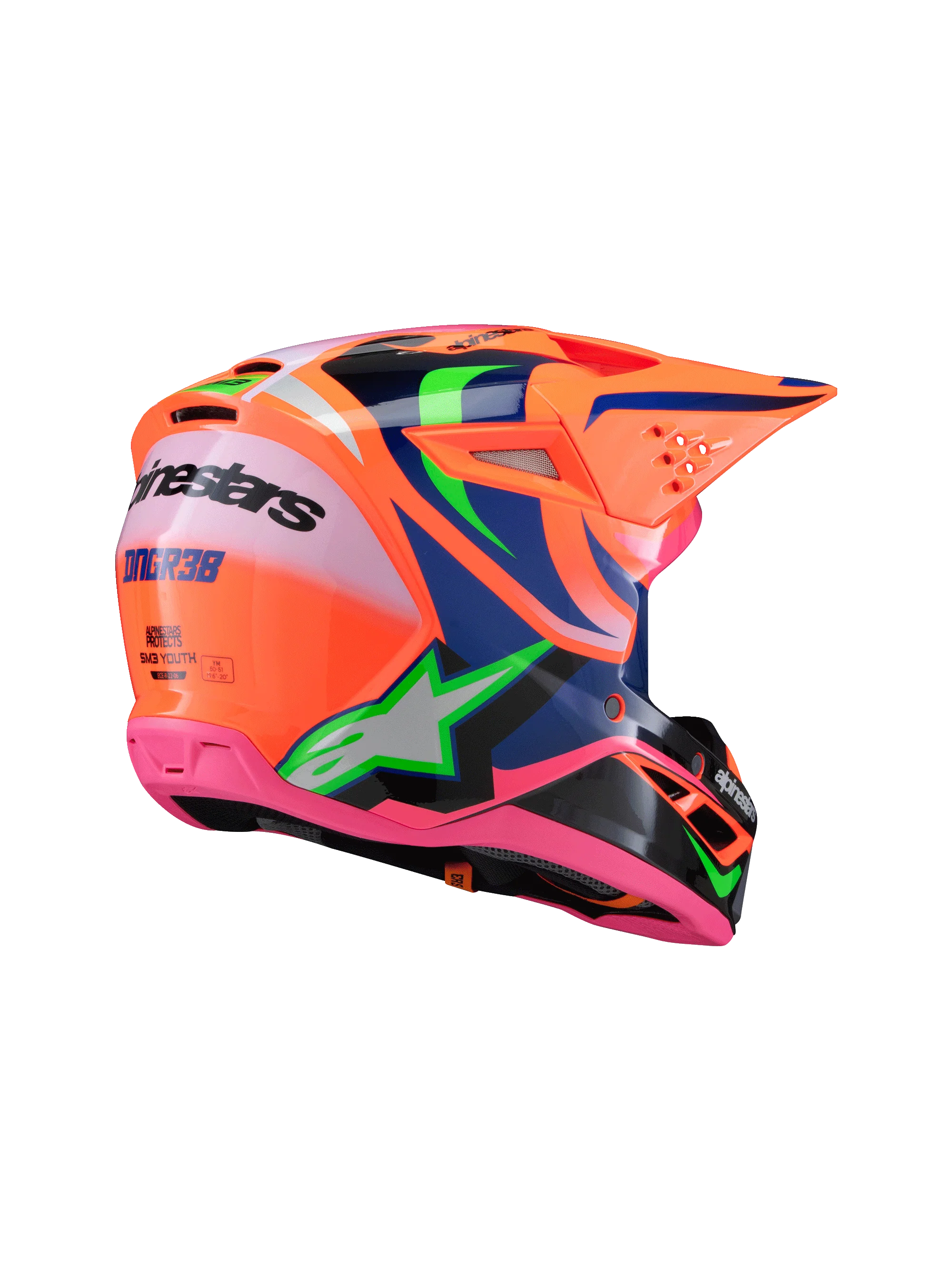 Alpinestars Youth Helmet Deegan Orange Fluo Purple Pink - Image 4