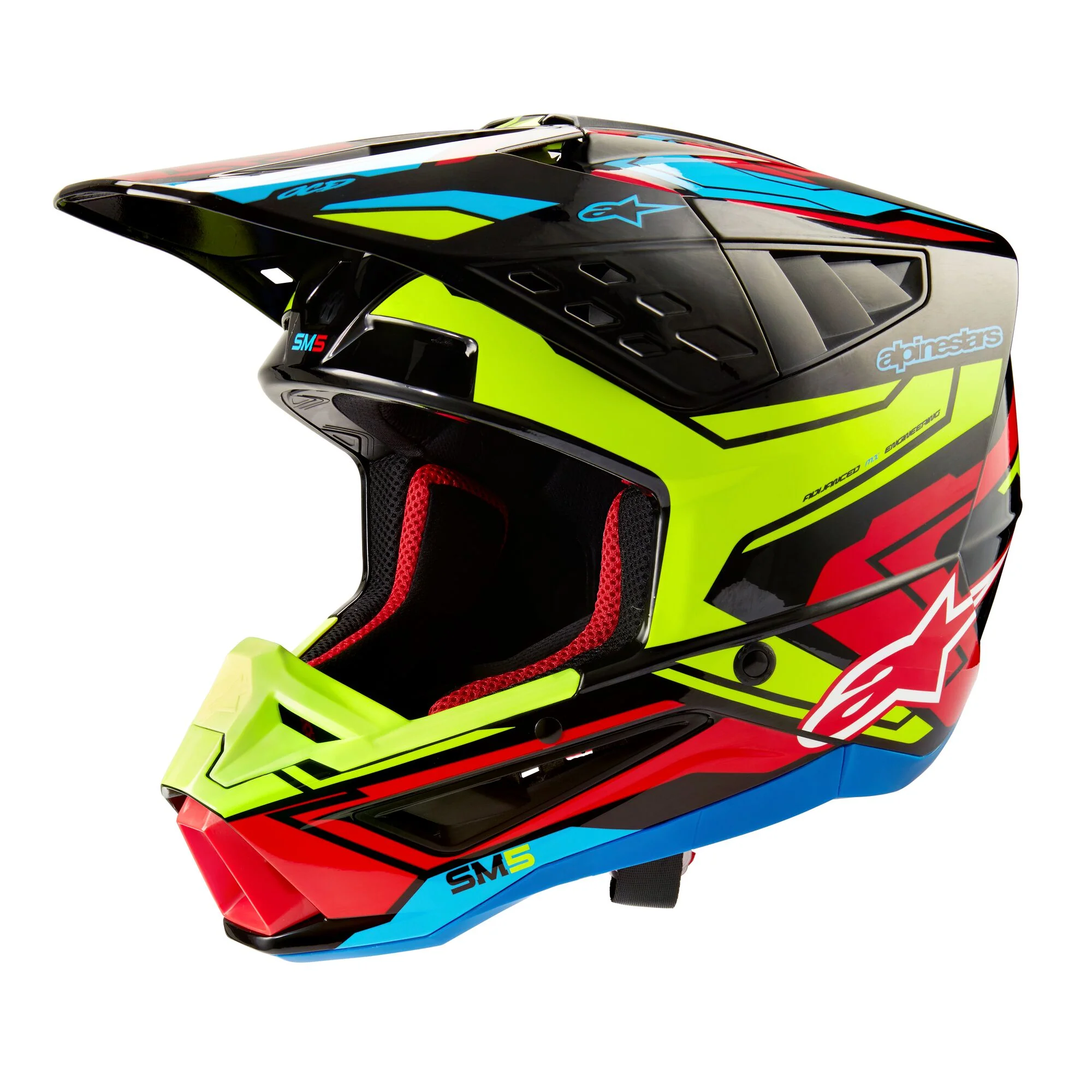 Alpinestars Helmet SM5 Action Black Yellow Fluo Bright Red Glossy