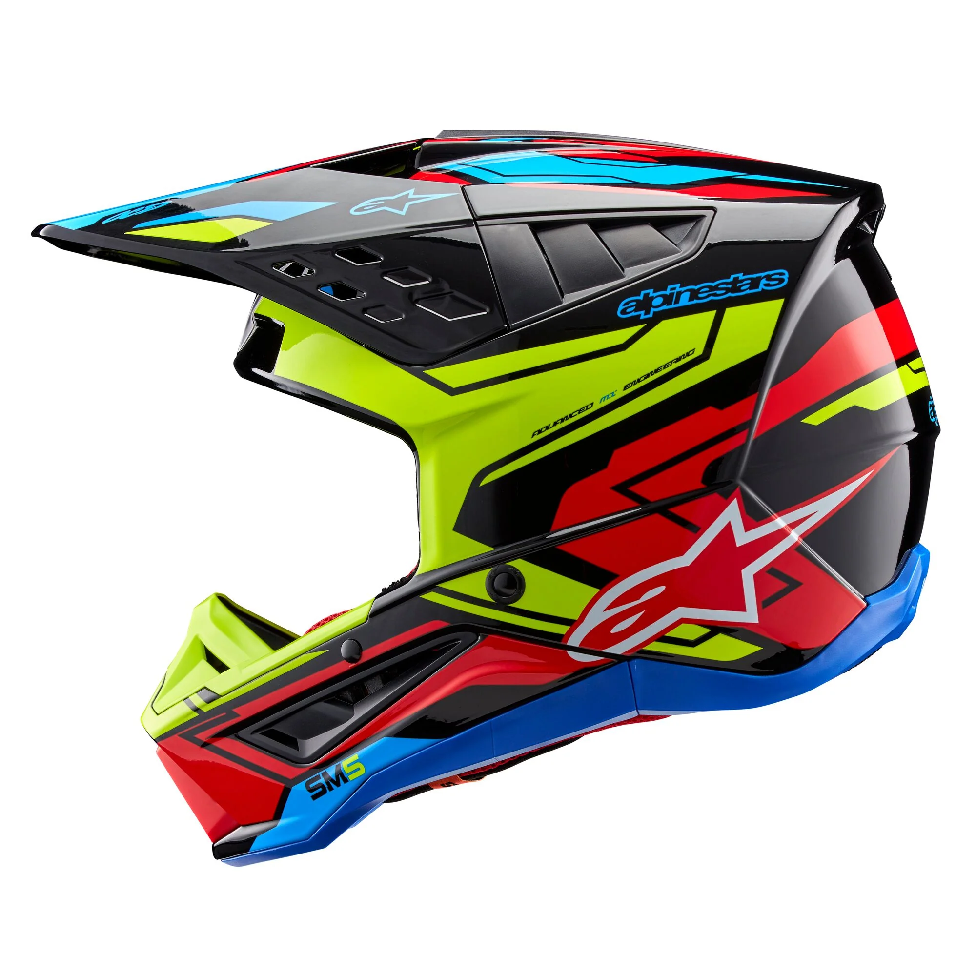 Alpinestars Helmet SM5 Action Black Yellow Fluo Bright Red Glossy - Image 2