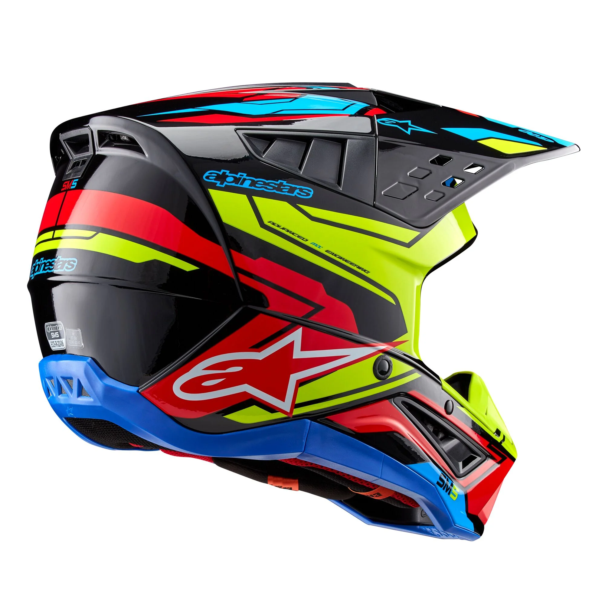 Alpinestars Helmet SM5 Action Black Yellow Fluo Bright Red Glossy - Image 3