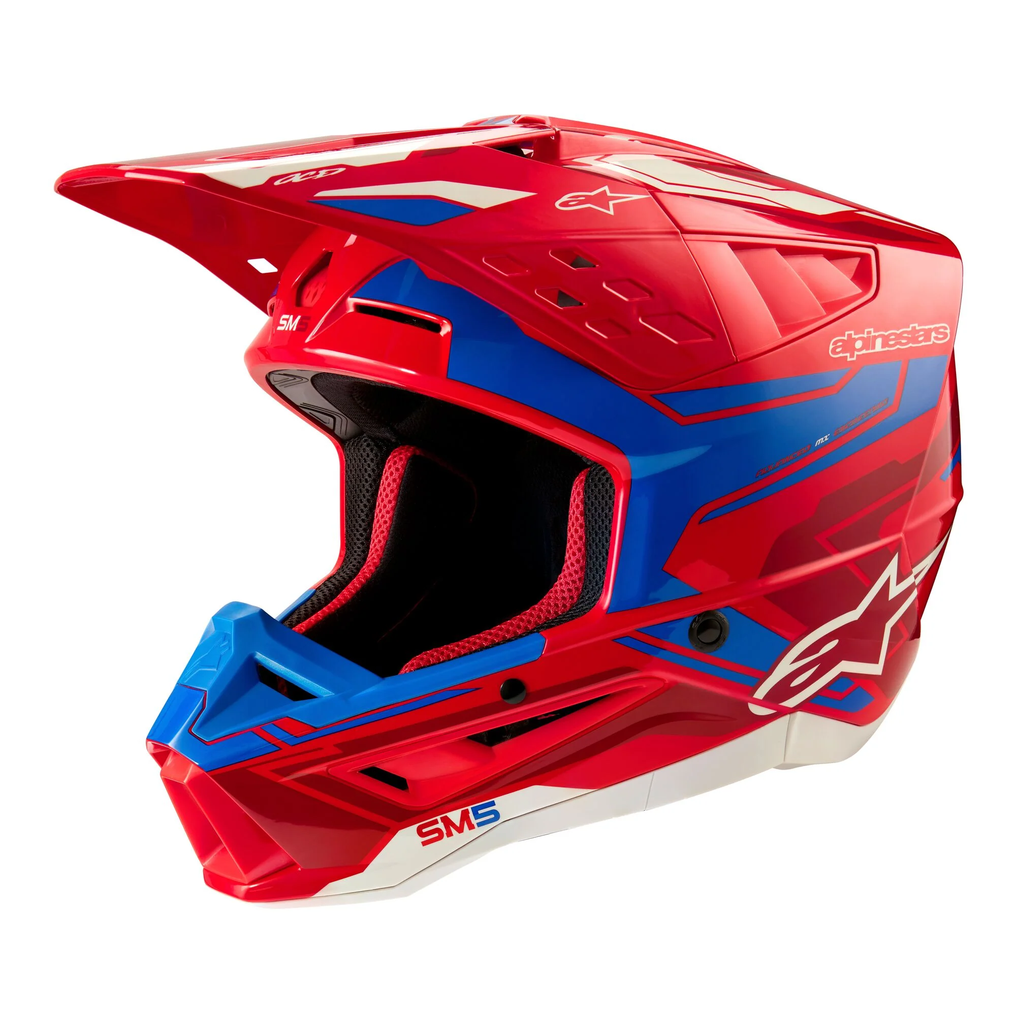 Alpinestars Helmet SM5 Action Bright Red Blue Glossy