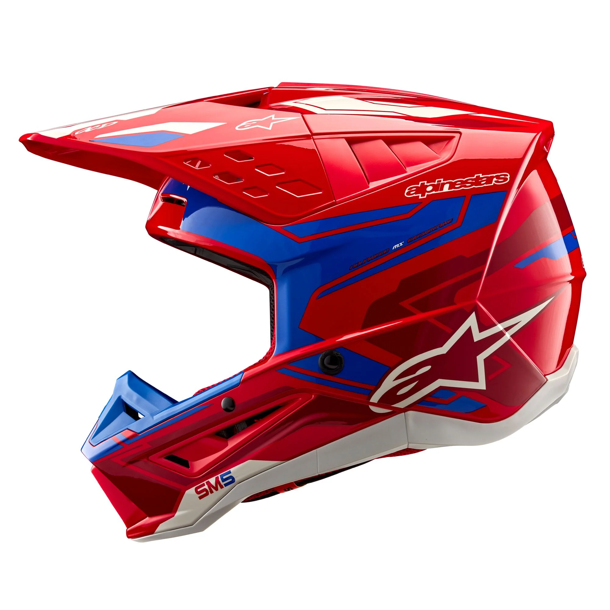 Alpinestars Helmet SM5 Action Bright Red Blue Glossy - Image 2