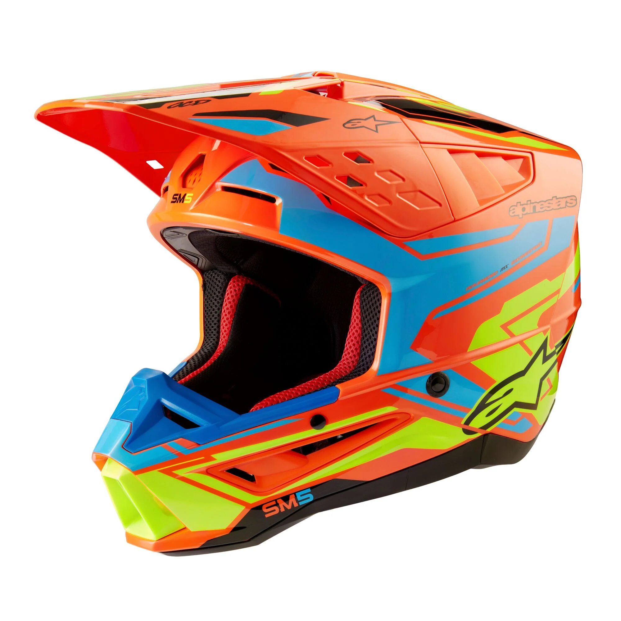 Alpinestars Helmet SM5 Action Orange Fluo Cyan Yellow Fluo Glossy
