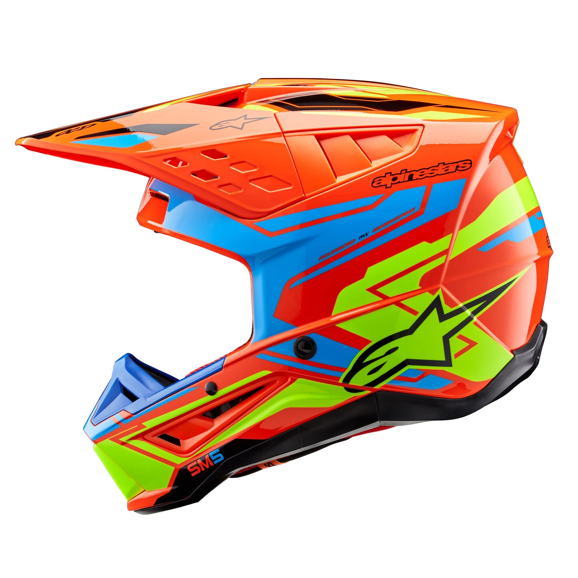 Alpinestars Helmet SM5 Action Orange Fluo Cyan Yellow Fluo Glossy - Image 2
