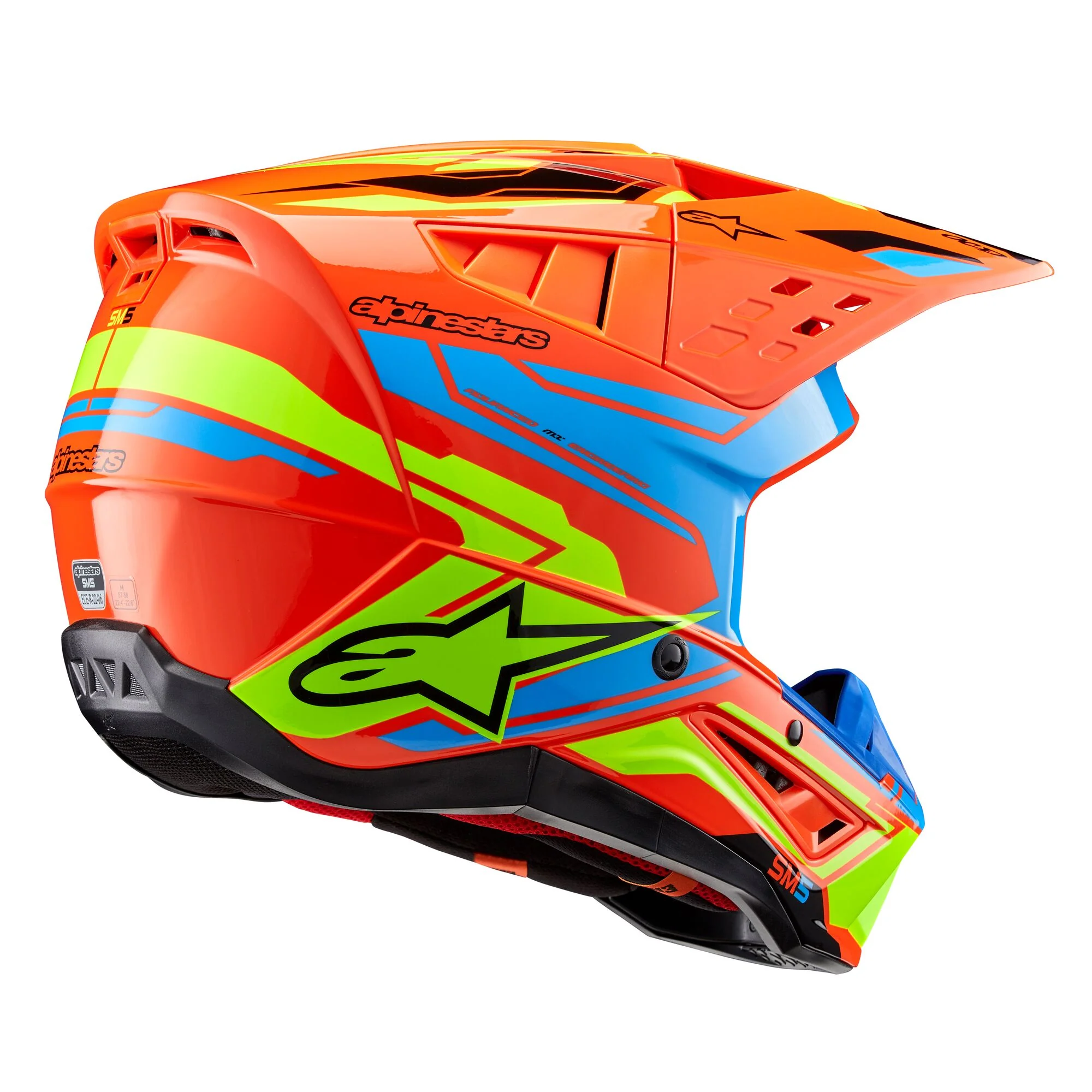 Alpinestars Helmet SM5 Action Orange Fluo Cyan Yellow Fluo Glossy - Image 4