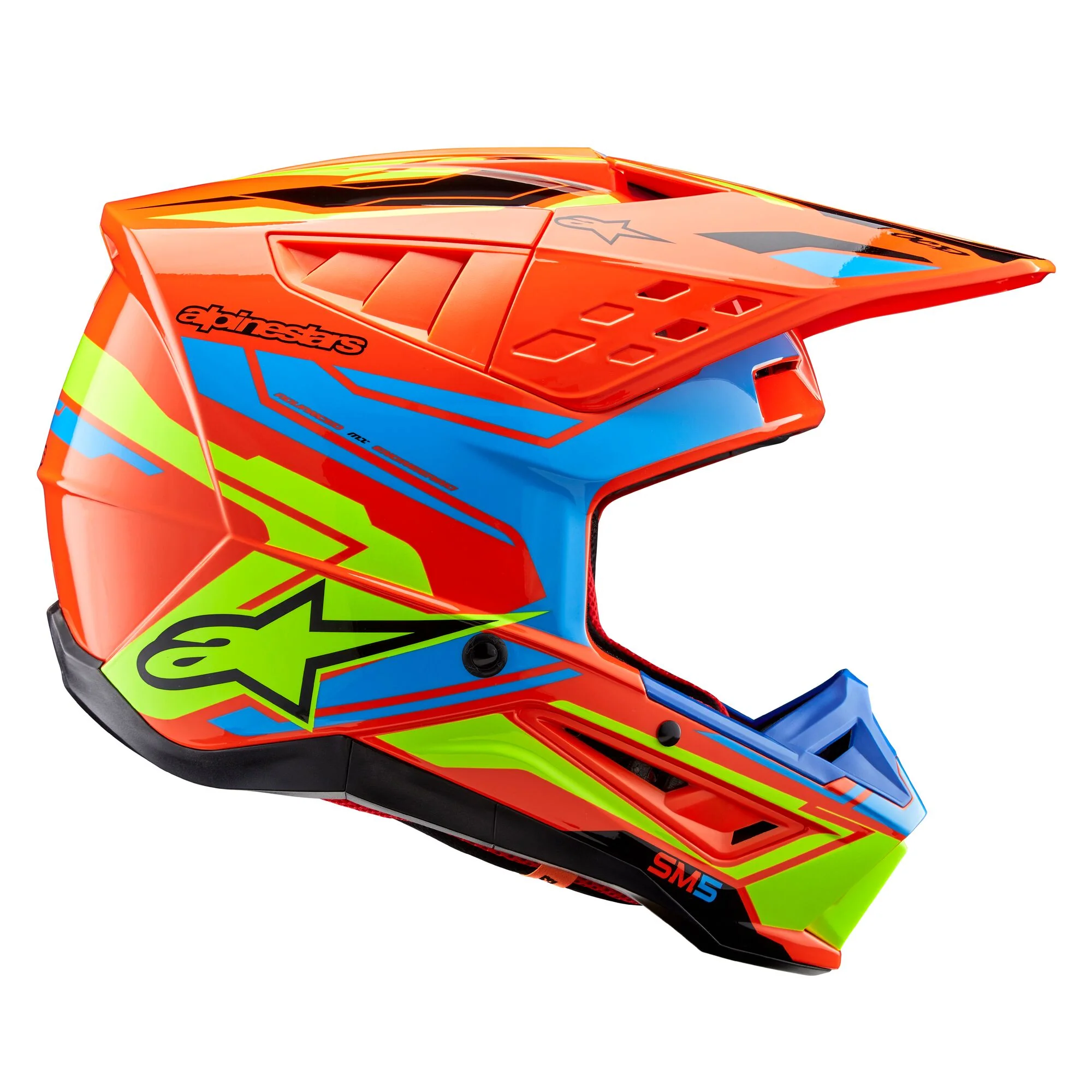 Alpinestars Helmet SM5 Action Orange Fluo Cyan Yellow Fluo Glossy - Image 6