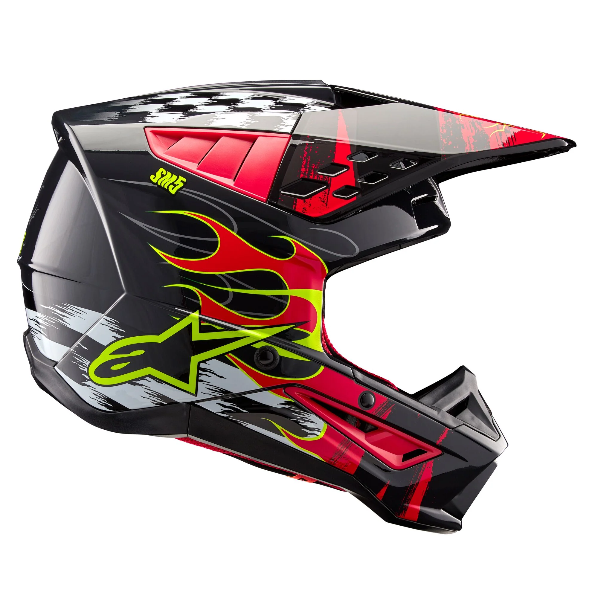 Alpinestars Helmet SM5 Rash Dark Gray Bright Red Glossy - Image 6