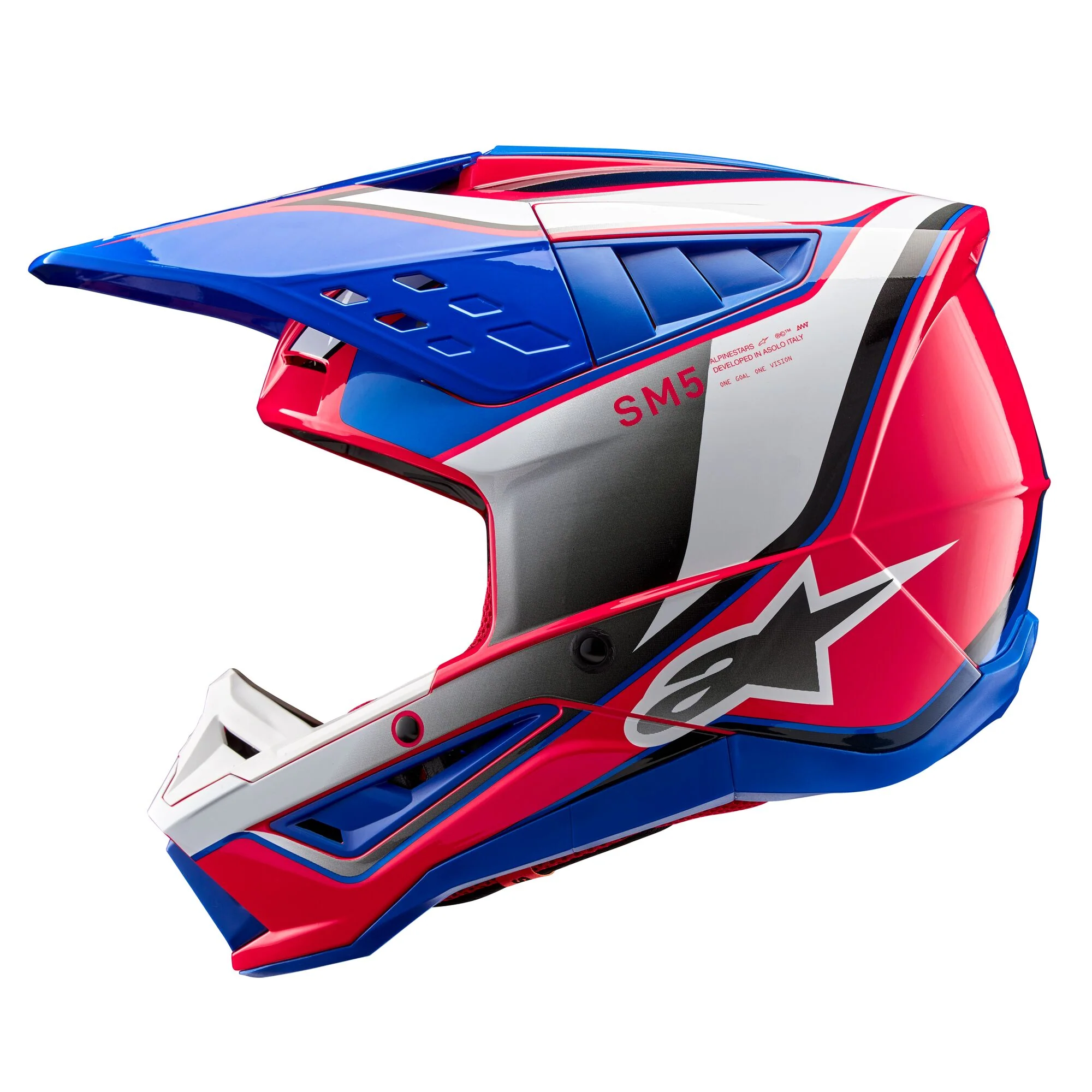 Alpinestars Helmet SM5 Sail White Diva Pink Enamel Blue Glossy - Image 2