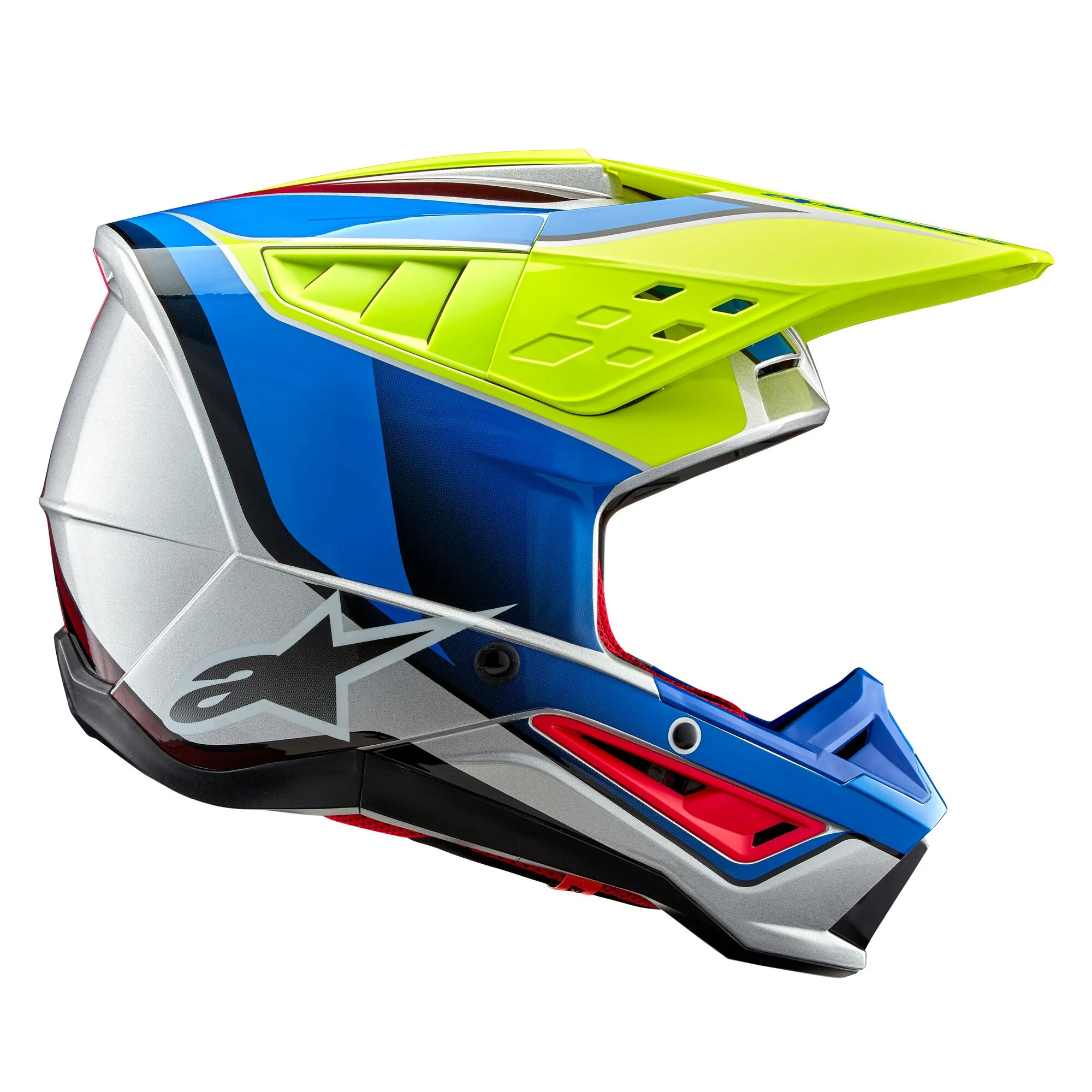 Alpinestars Helmet SM5 Sail Yellow Fluo Enamel Blue Silver Glossy - Image 3