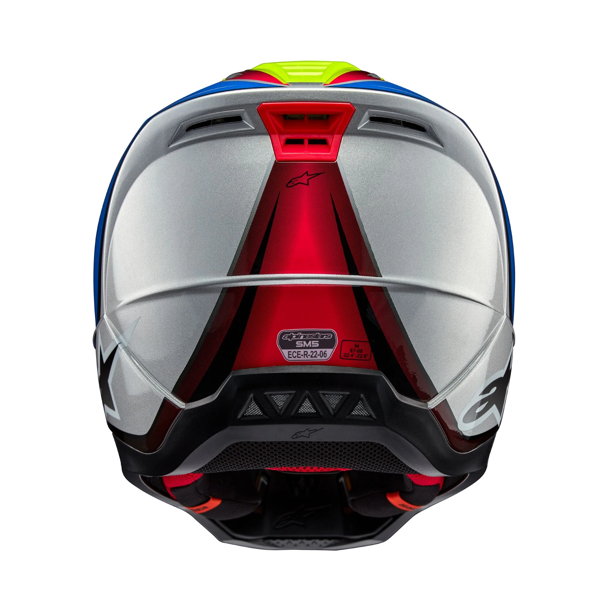 Alpinestars Helmet SM5 Sail Yellow Fluo Enamel Blue Silver Glossy - Image 4