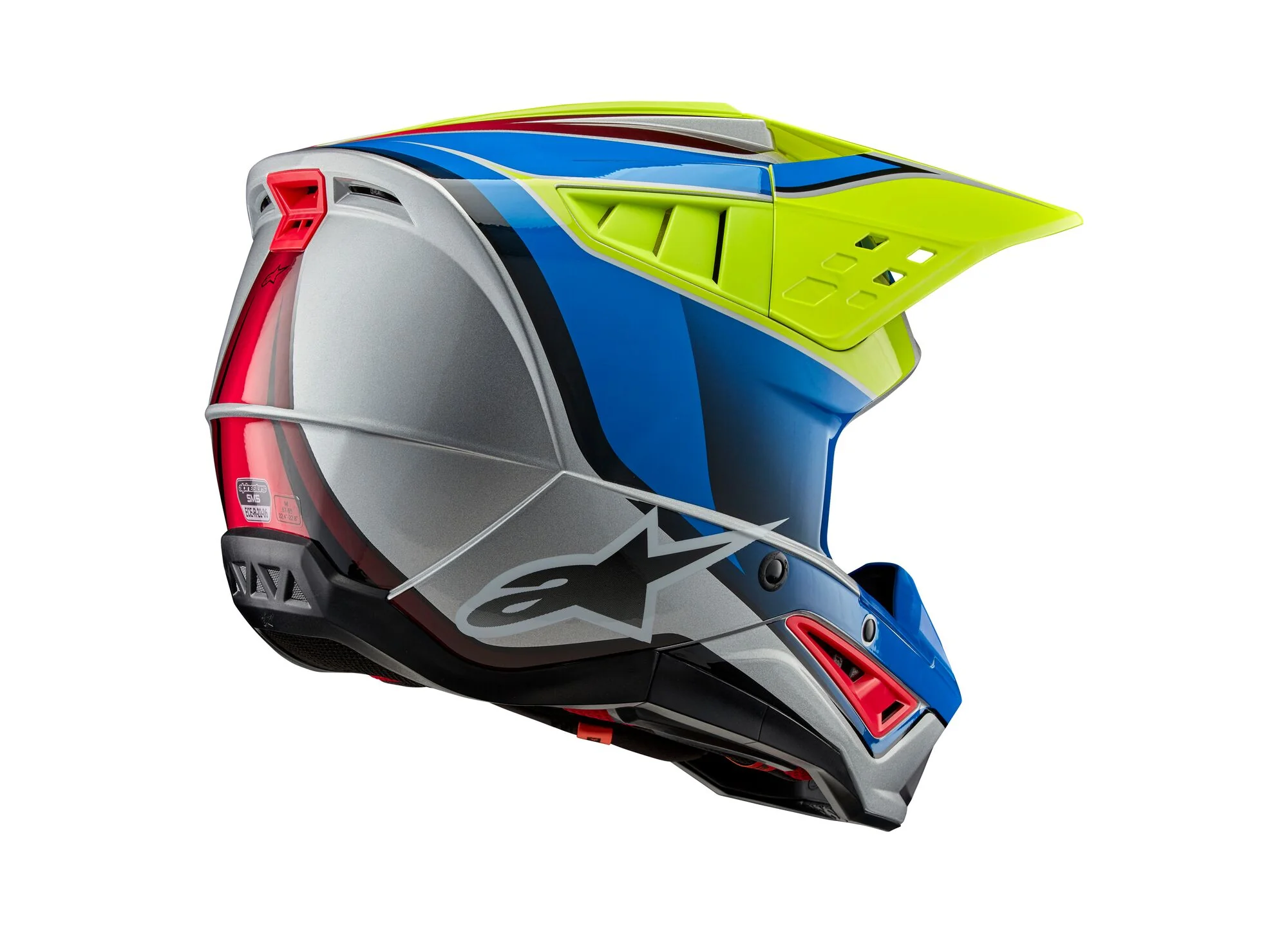 Alpinestars Helmet SM5 Sail Yellow Fluo Enamel Blue Silver Glossy - Image 6
