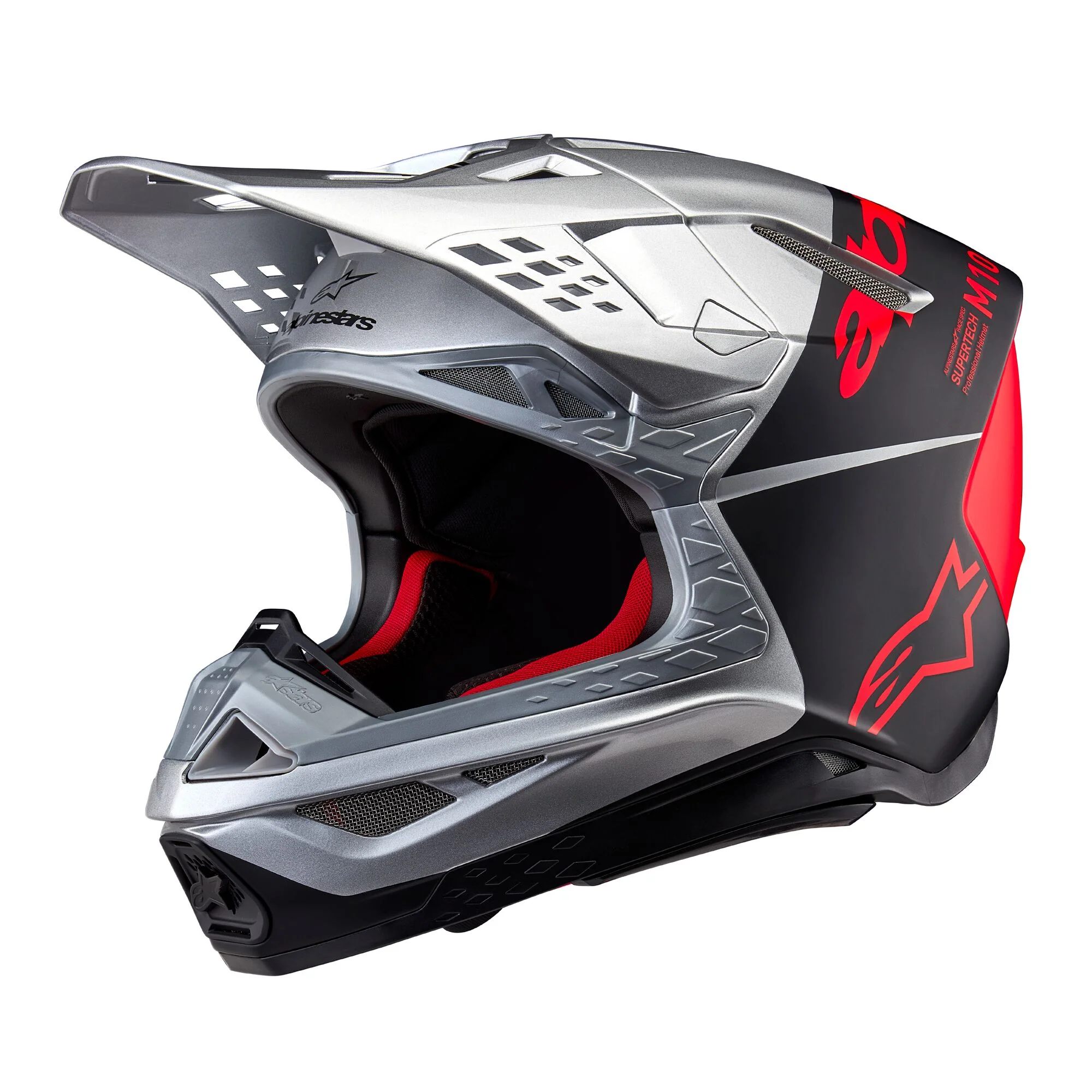 Alpinestars Helmet Supertech SM10 Flood Silver Black Orange Matt Glossy