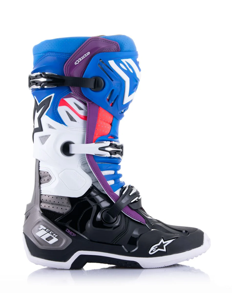 Alpinestars Tech 10 Supervented Motocross Boots Black Enamel Blue Purple - Image 4