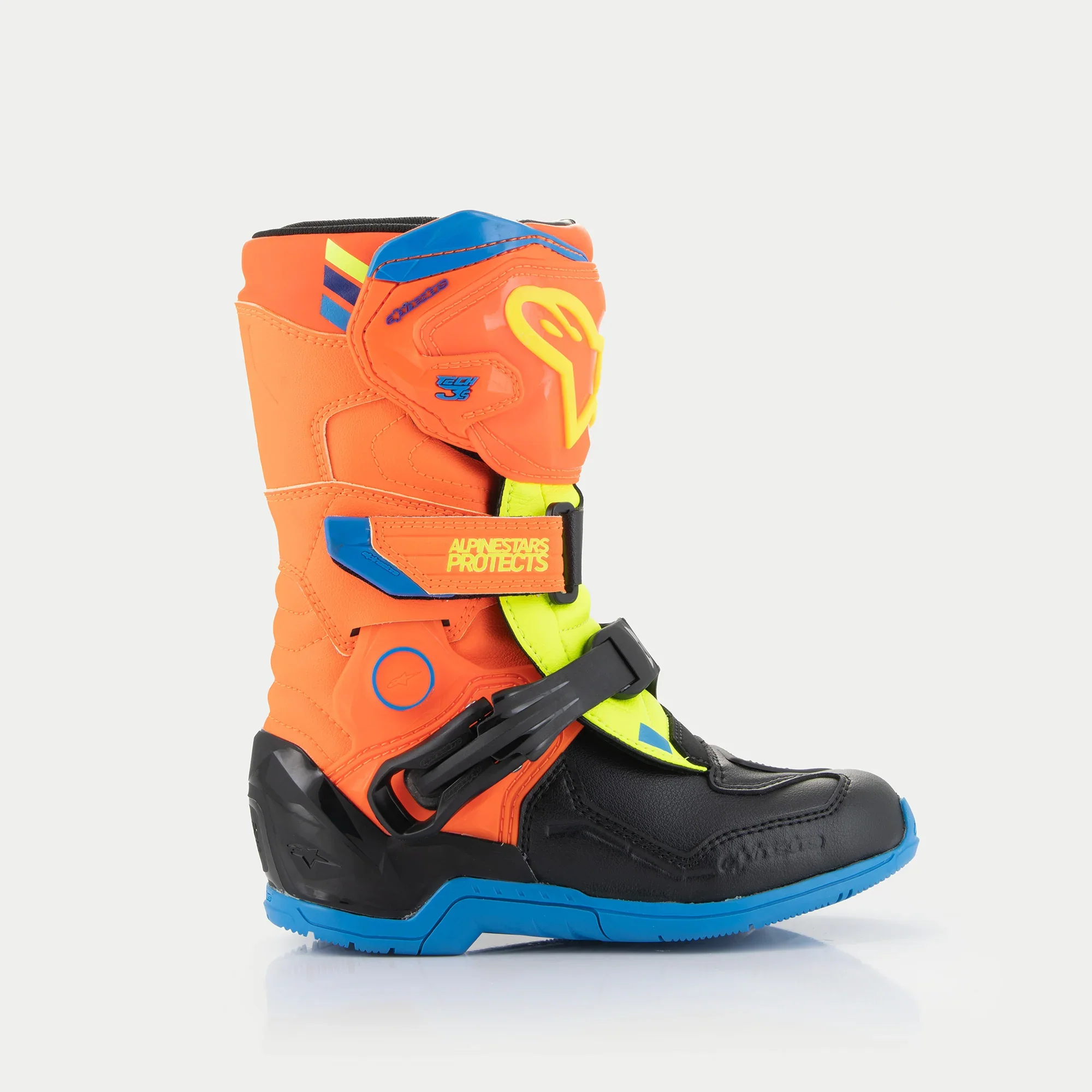 Alpinestars Tech 3S Kids Boots Orange Flo Enamel Blue Flo Yellow - Image 4