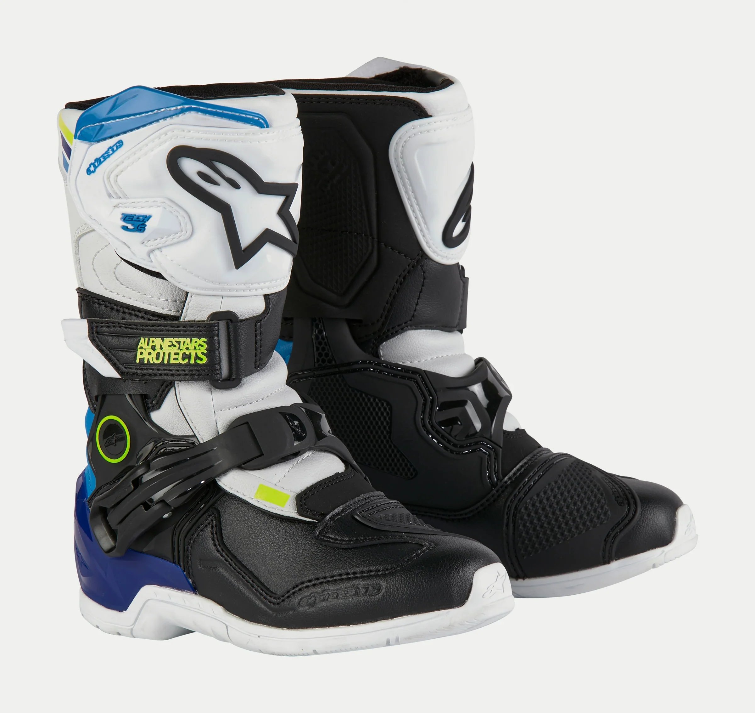 Alpinestars Tech 3S Kids Boots White Black Enamel Blue - Image 2