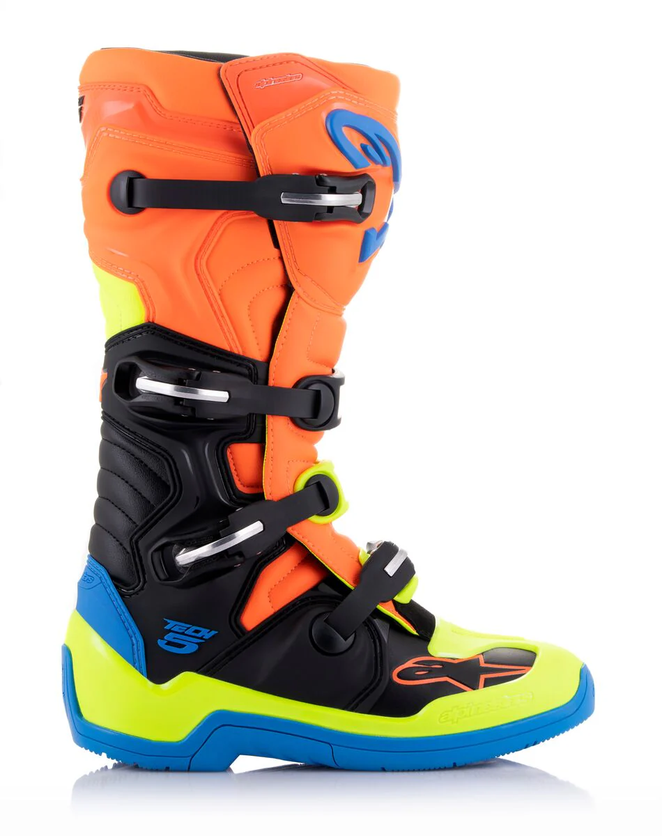 Alpinestars Tech 5 Boot Orange Fluo Blue Yellow - Image 4