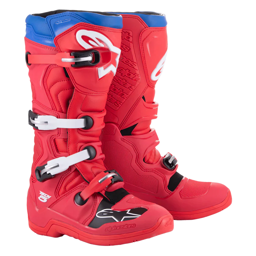 Alpinestars Tech 5 Boots - Bright Red Dark Red Alpine Blue