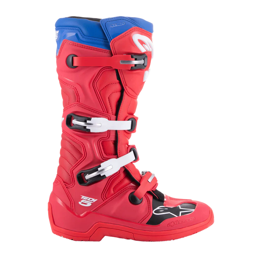 Alpinestars Tech 5 Boots - Bright Red Dark Red Alpine Blue - Image 3