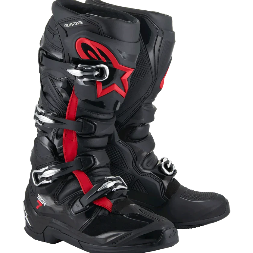 Alpinestars Tech 7 Motocross Boots Black Red Fluo