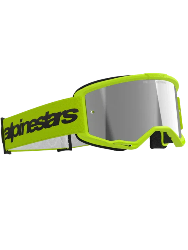 Alpinestars Vision 3 Wordmark Goggles Fluo Yellow - Silver Mirror Lens
