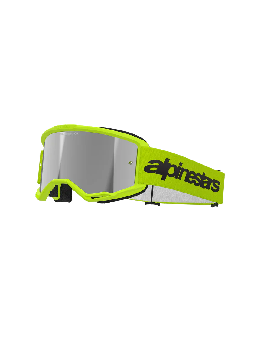 Alpinestars Vision 3 Wordmark Goggles Fluo Yellow - Silver Mirror Lens - Image 2