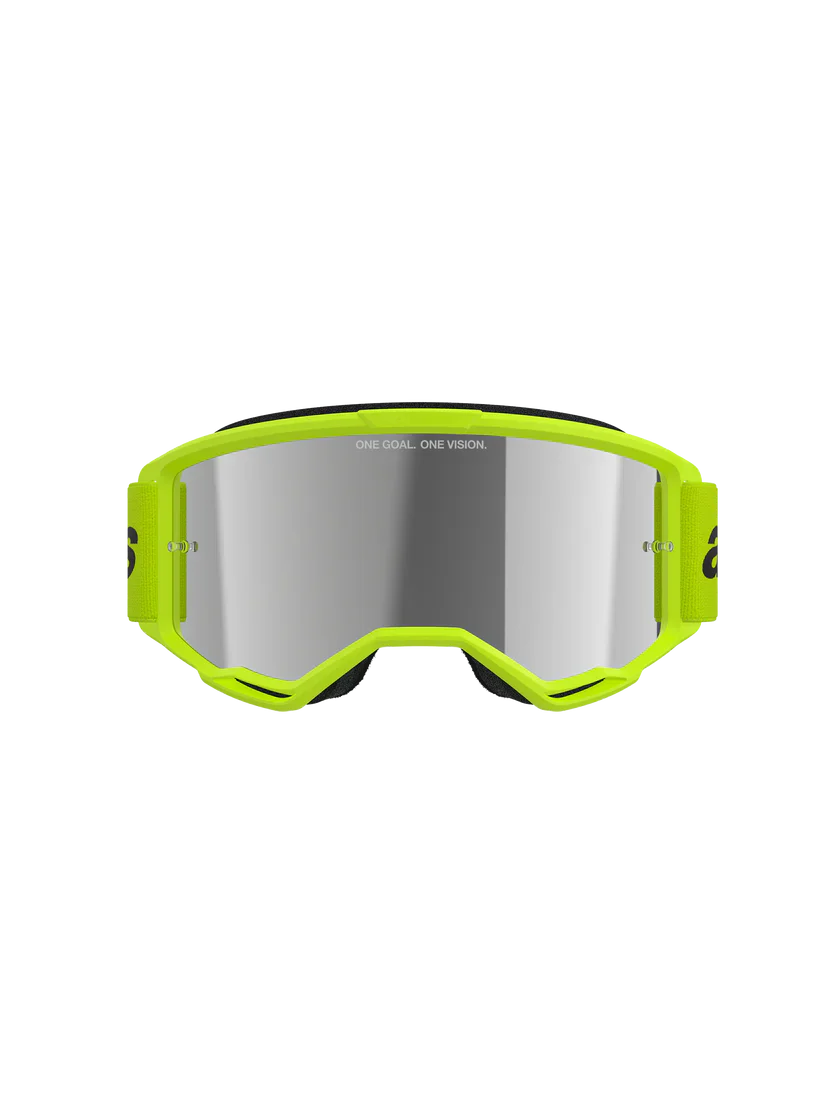 Alpinestars Vision 3 Wordmark Goggles Fluo Yellow - Silver Mirror Lens - Image 4