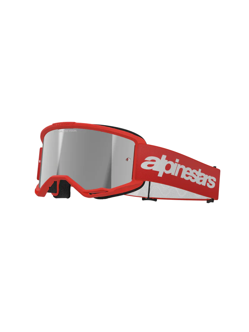 Alpinestars Vision 3 Wordmark Goggles Red - Silver Mirror Lens - Image 2