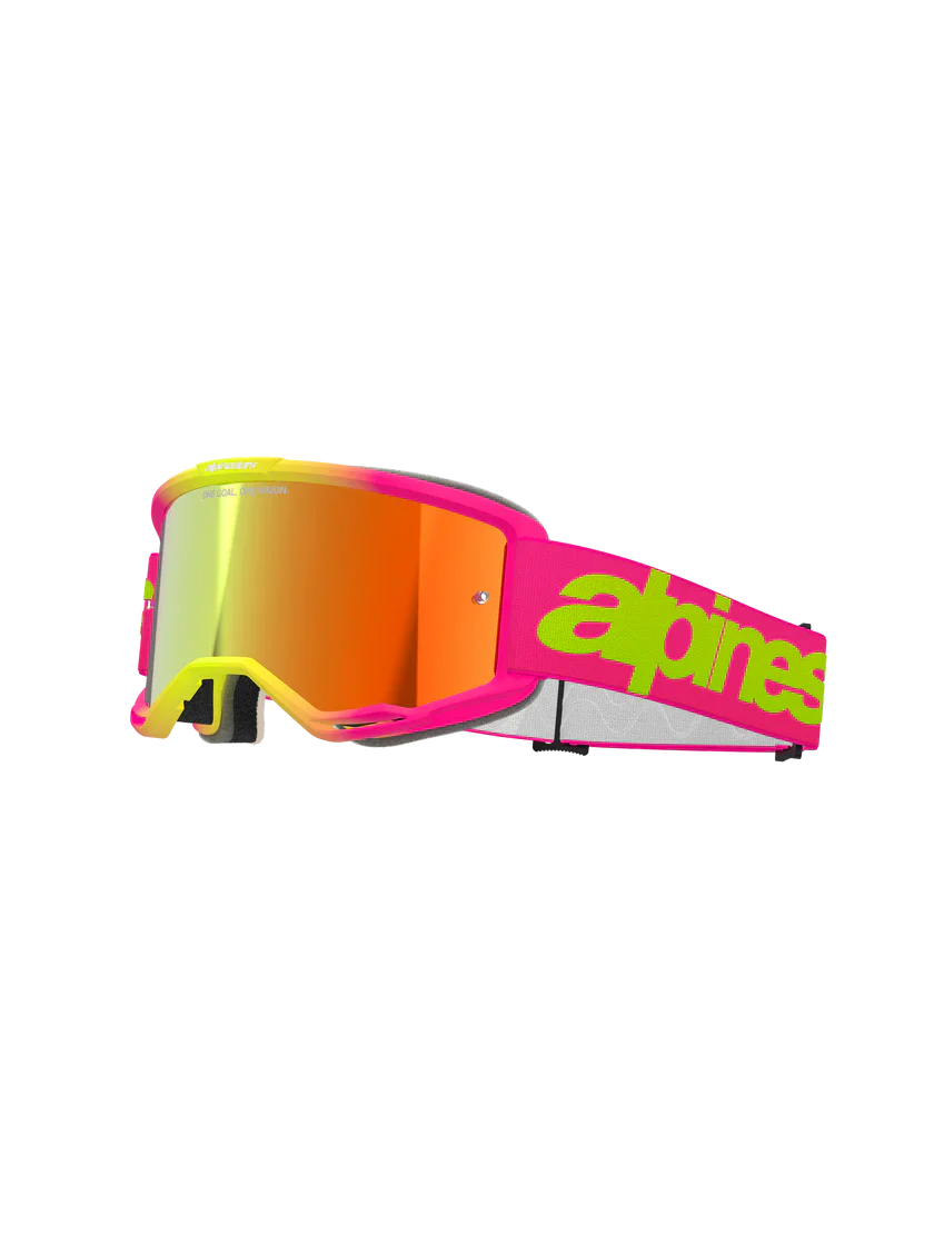Alpinestars Vision 5 Wordmark Goggles Pink  Fluo Yellow - Red Mirror Lens - Image 2