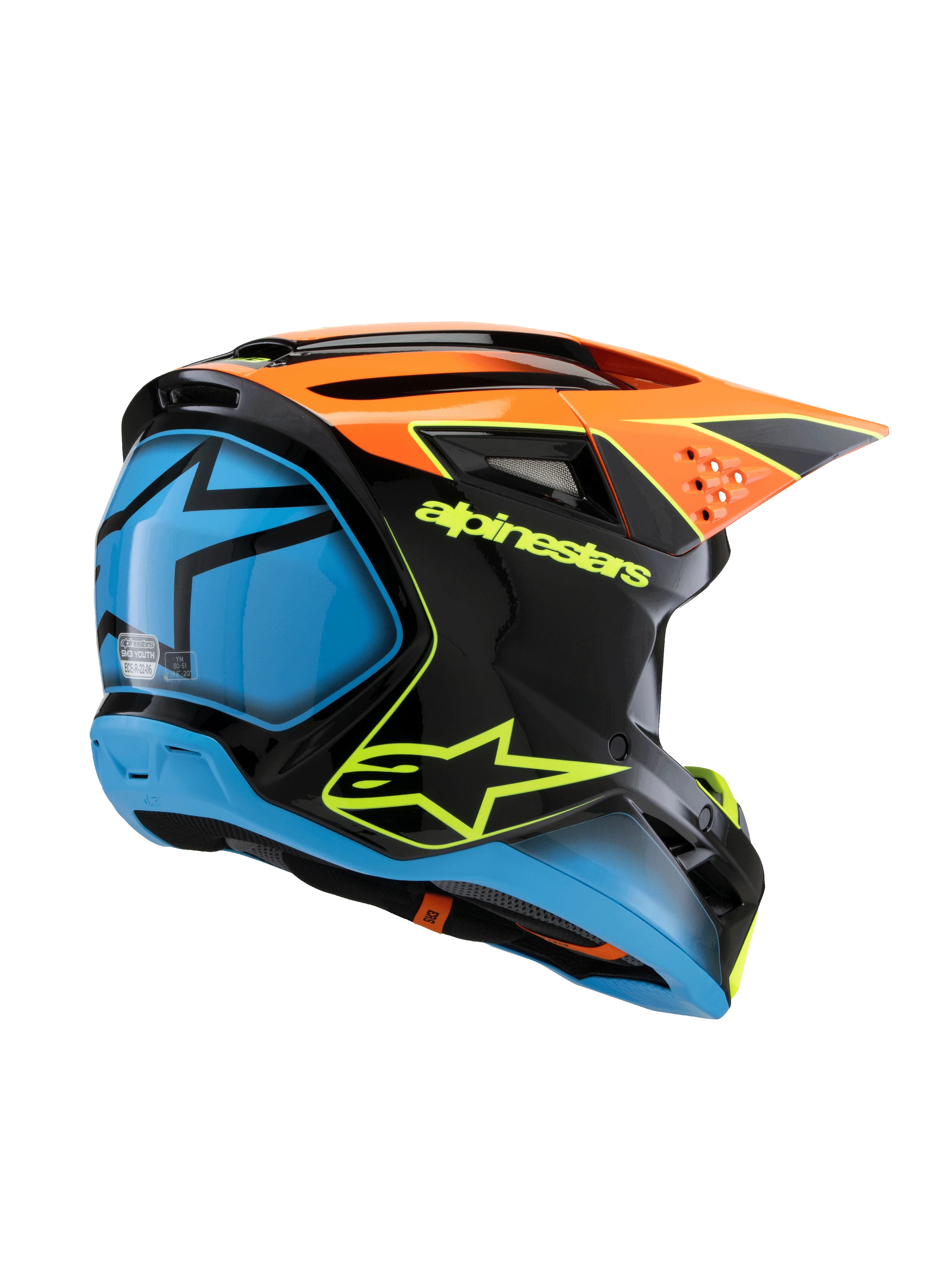 Alpinestars Youth Helmet SM3 Fray Orange Yellow Gloss - Image 4