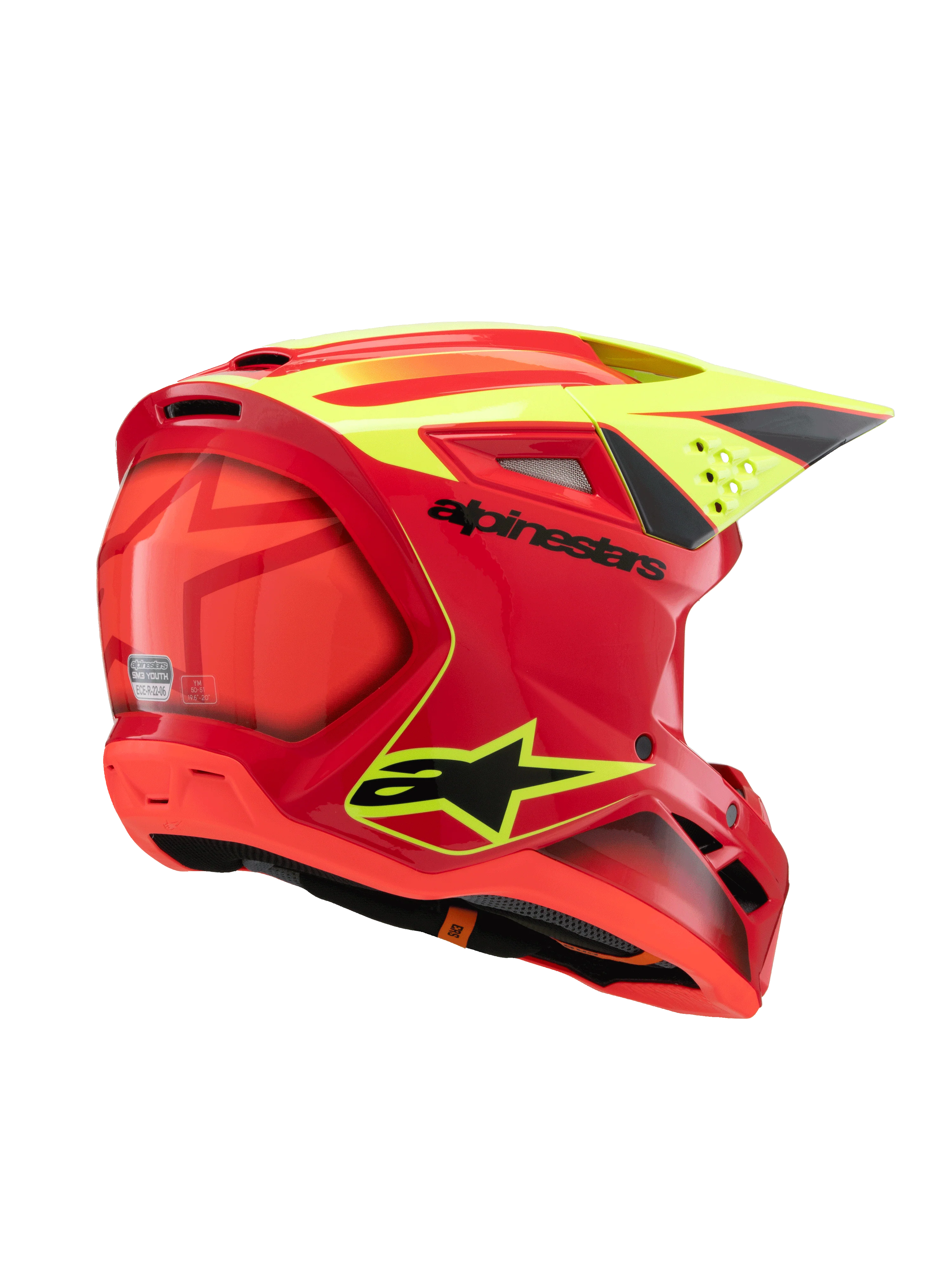 Alpinestars Youth Helmet SM3 Fray Red Yellow Black Gloss - Image 4