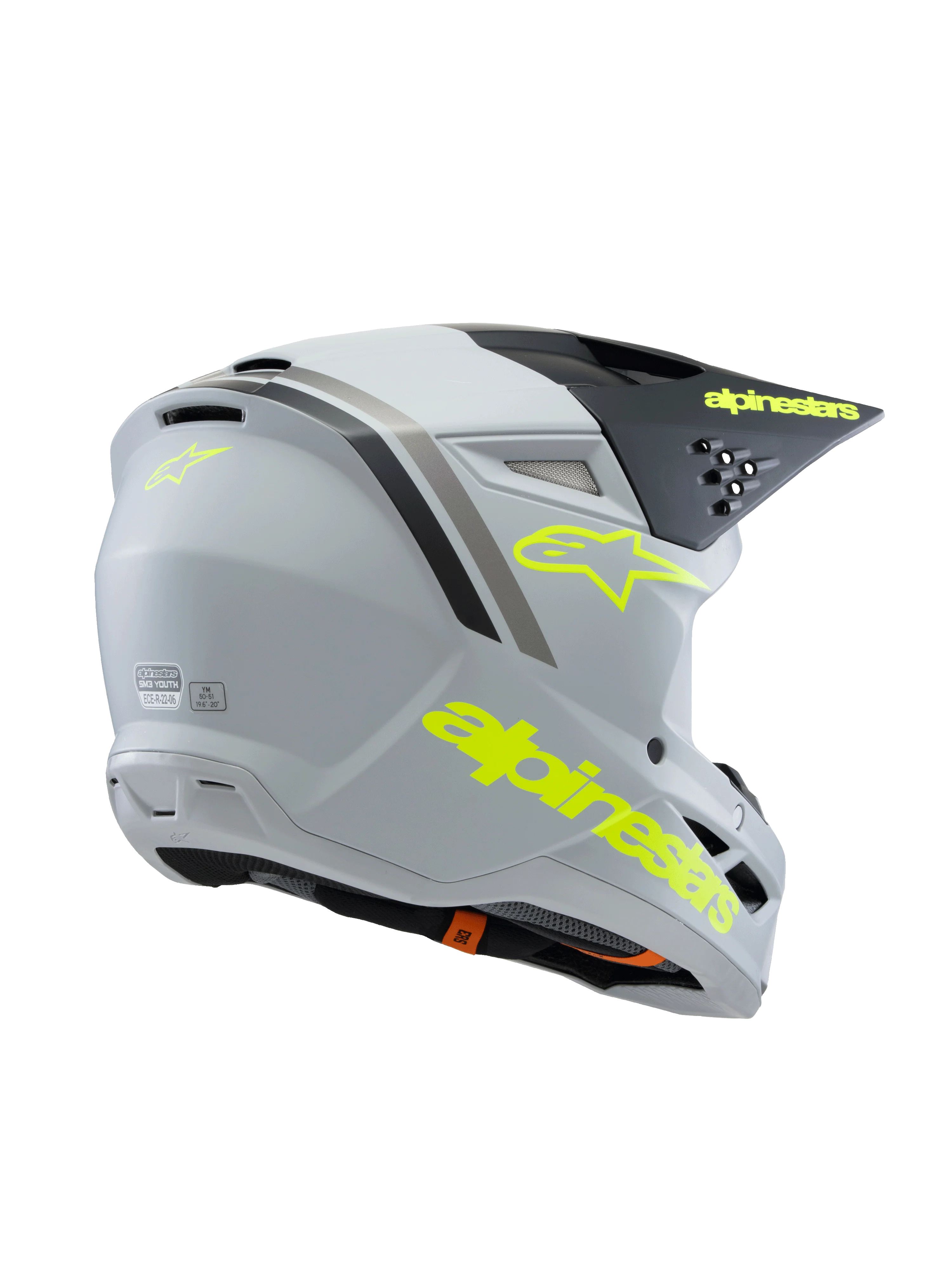 Alpinestars Youth Helmet SM3 Radium Grey Black Yellow Matte - Image 4