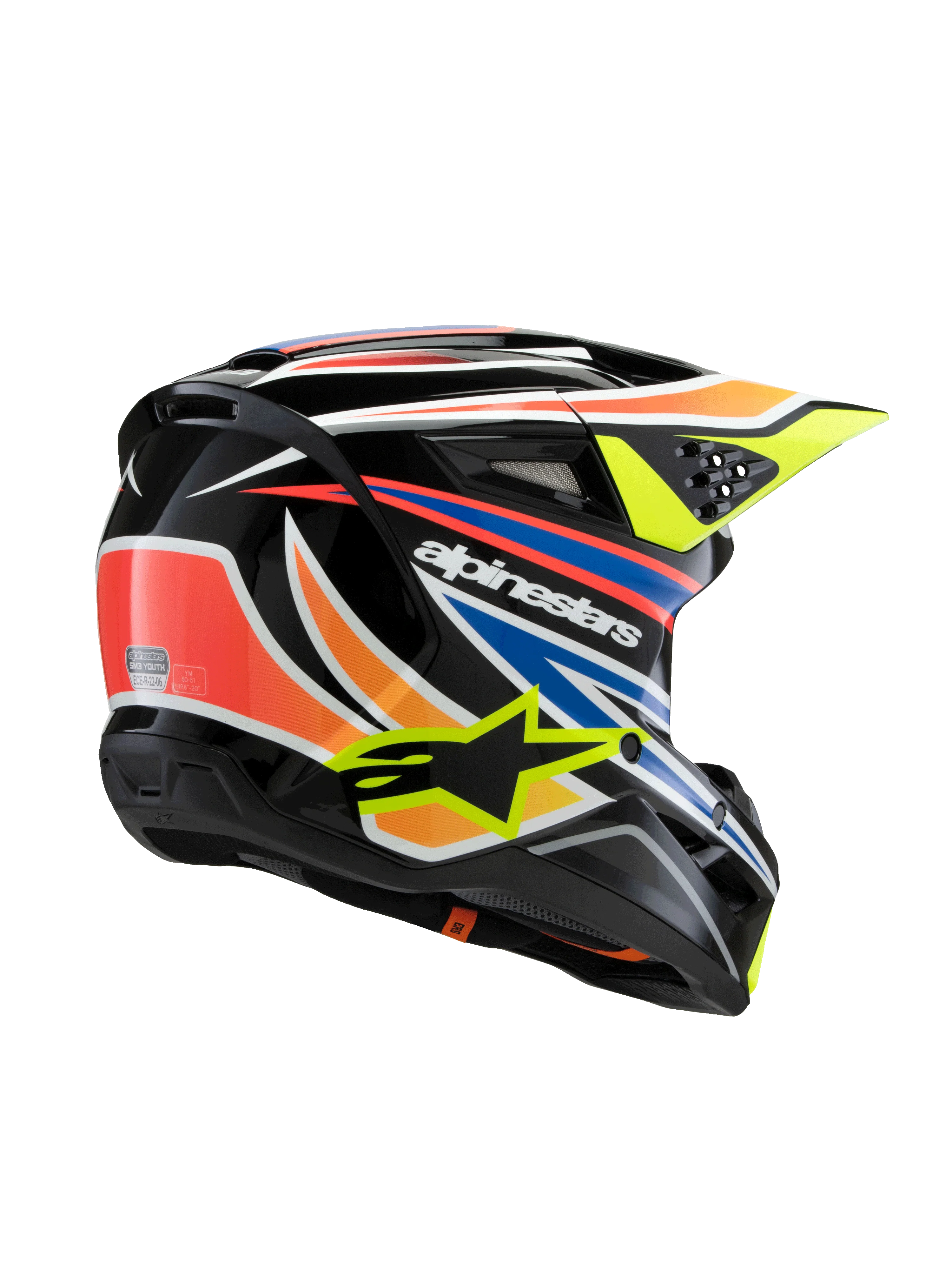 Alpinestars Youth Helmet SM3 Wurx Black Yellow Blue Red - Image 4