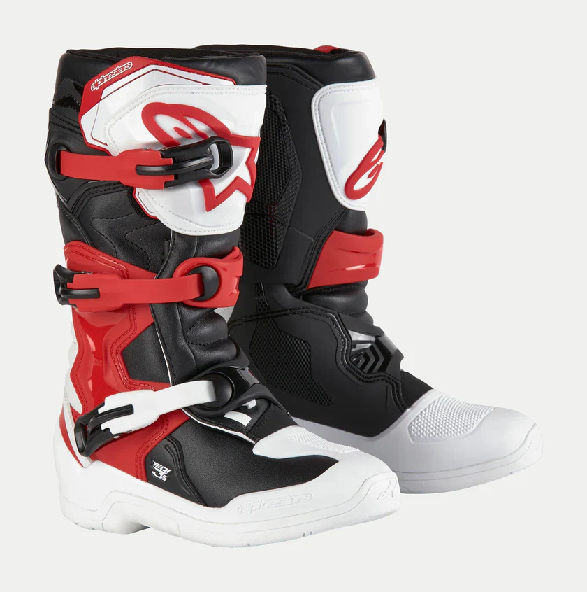 Alpinestars Youth Tech 3S Boots - White Black Bright Red - Image 7