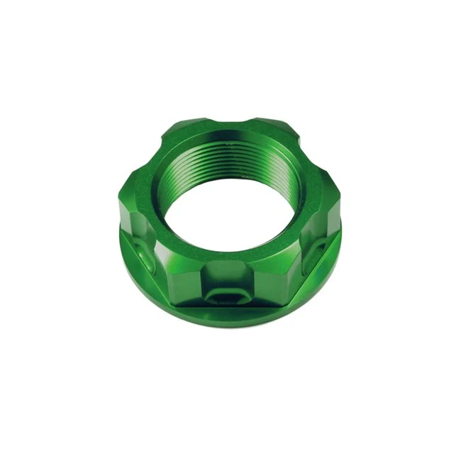 Apico Aluminium Steering Stem Nut - Kawasaki - Green