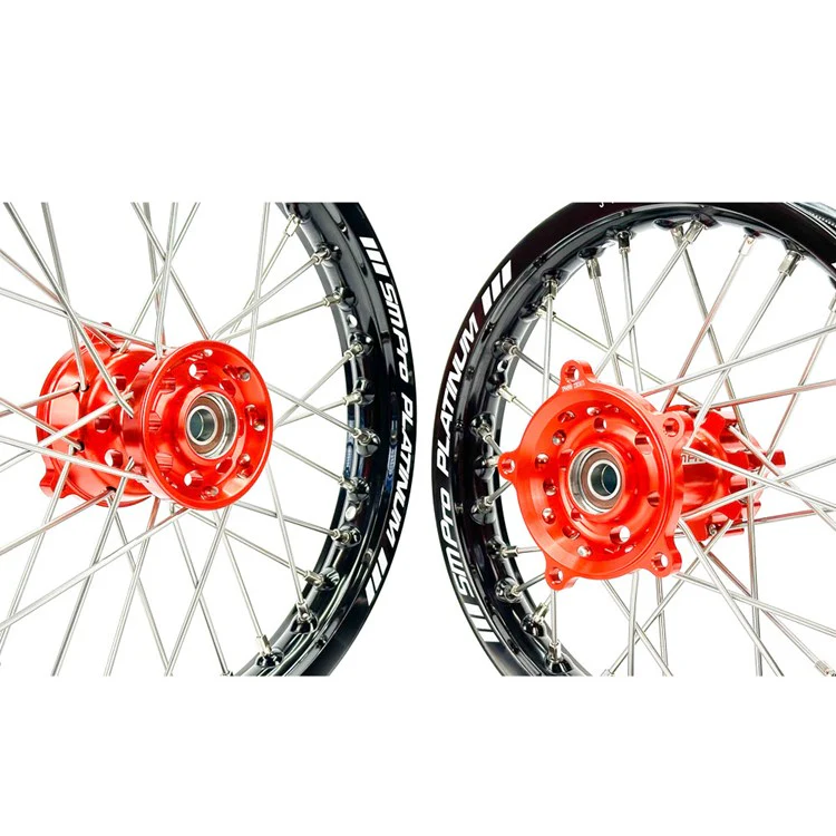 SM Pro Platinum Wheel Set - KTM - Orange Hub Black Rim - Image 3